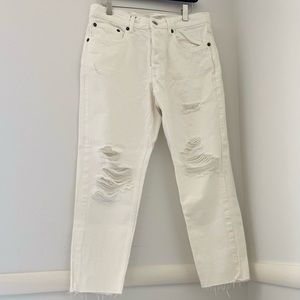 90’s Cut Ripped White Jeans